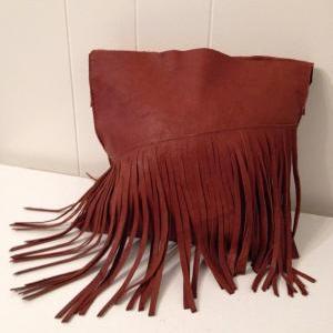 Cinnamon Fringed Leather Handbag
