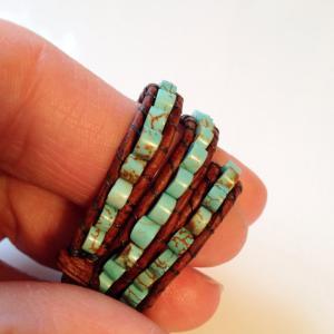 Leather And Turquoise Wrap Bracelet