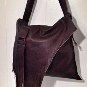 Dark Brown Marbled Leather Handbag
