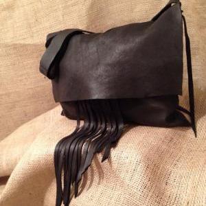 Soft Black Leather Satchel