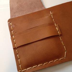 Mens Saddle Tan Leather Trifold Wallet