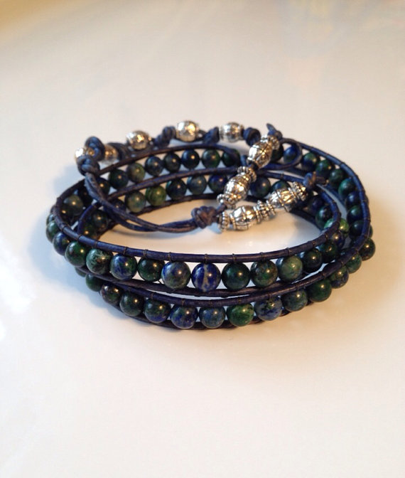 Blue And Green Jasper Wrap Bracelet