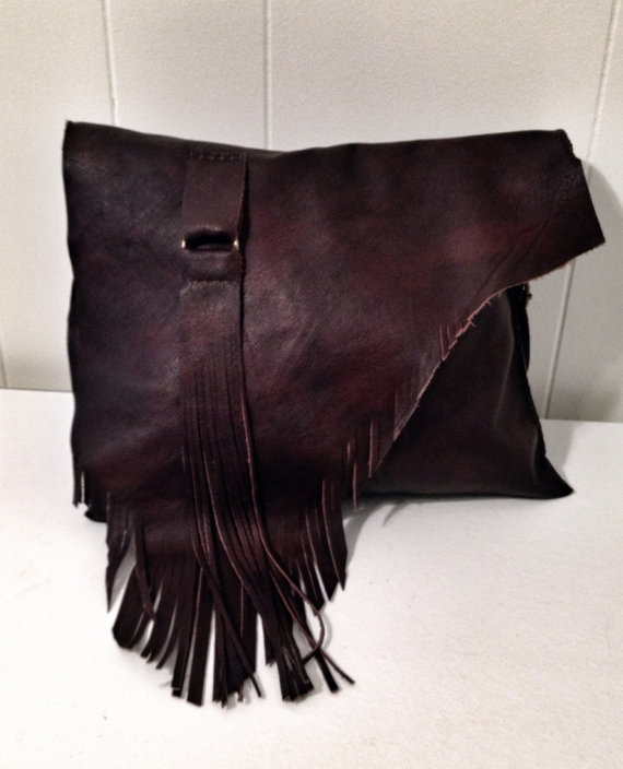 Dark Brown Marbled Leather Handbag